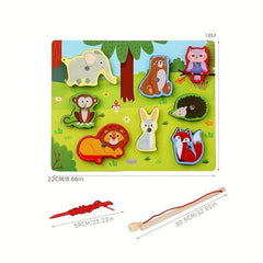 Infant Fishing Toys Rope Puzzle Early Education Beaded Toy