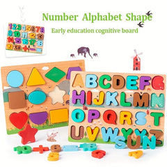 Montessori Numbers & Letters Shape Cognitive Puzzle Board