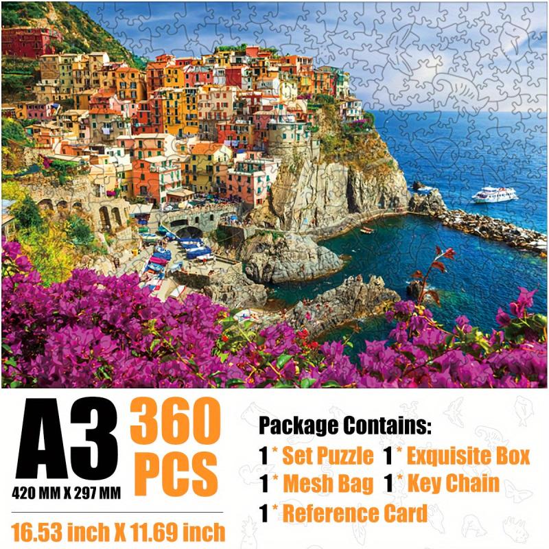 Romantic Coastal Town Wooden Puzzle Classic Adult Toy