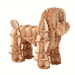 3D Wooden Puzzle Poodle Model Toy Pet Dog Craft Christmas Gift