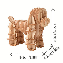 3D Wooden Puzzle Poodle Model Toy Pet Dog Craft Christmas Gift