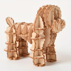 3D Wooden Puzzle Poodle Model Toy Pet Dog Craft Christmas Gift