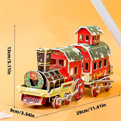 3D Jigsaw Puzzle Christmas Train Model Toy Gift Building Blocks