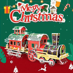 3D Jigsaw Puzzle Christmas Train Model Toy Gift Building Blocks