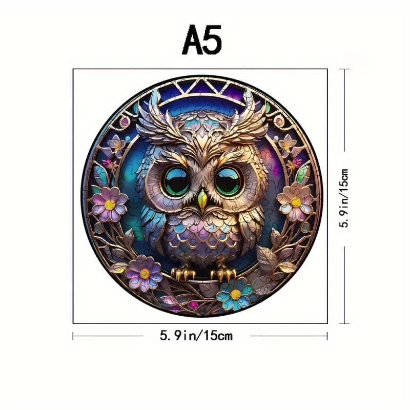 Window Owl Wooden Puzzle Difficult Magic Puzzle Toy Irregular Animal Shape
