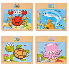 Wooden Puzzle Kids Cartoon Animals Vehicle Jigsaw Baby Montessori Educational