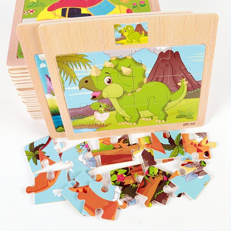 Wooden Puzzle Kids Cartoon Animals Vehicle Jigsaw Baby Montessori Educational