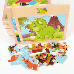 Wooden Puzzle Kids Cartoon Animals Vehicle Jigsaw Baby Montessori Educational