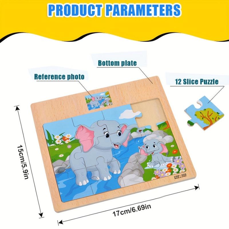 Wooden Puzzle Kids Cartoon Animals Vehicle Jigsaw Baby Montessori Educational