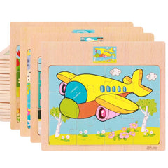 Wooden Puzzle Kids Cartoon Animals Vehicle Jigsaw Baby Montessori Educational