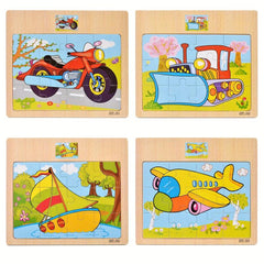Wooden Puzzle Kids Cartoon Animals Vehicle Jigsaw Baby Montessori Educational