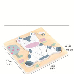 Wooden Cartoon Animal Plane Puzzle for Kids