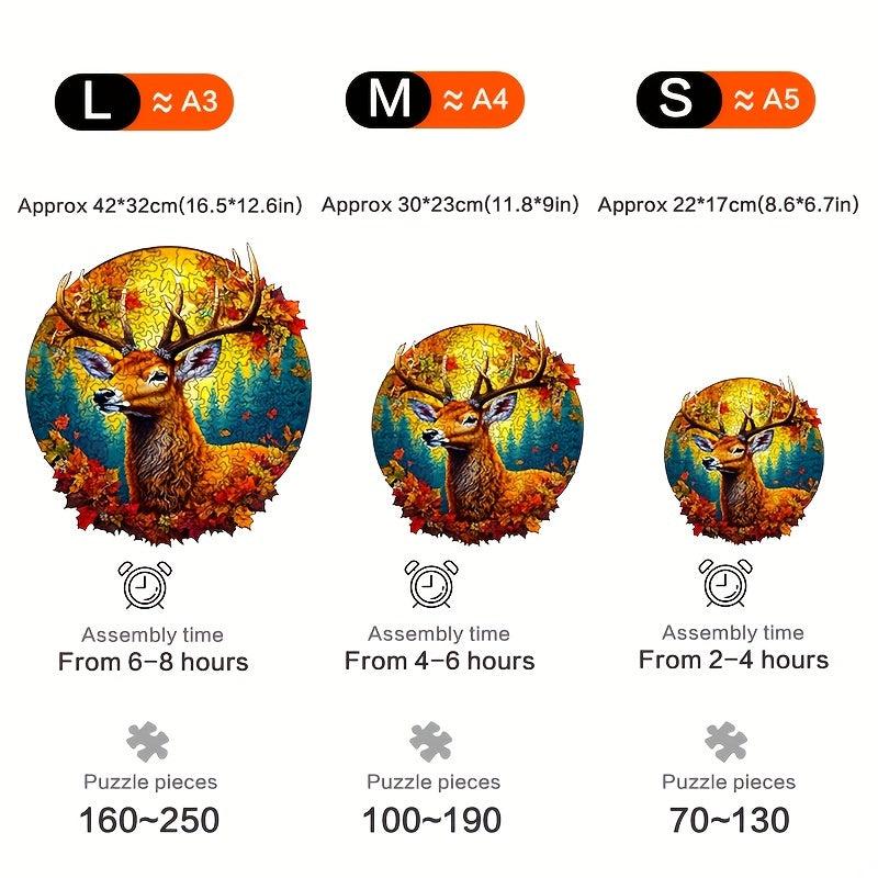 Red Maple Elk Wooden Puzzle Alien Animal Puzzle