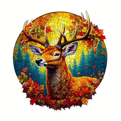 Red Maple Elk Wooden Puzzle Alien Animal Puzzle