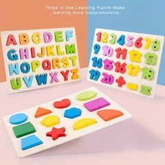Preschool Puzzle Set: Learn Alphabets Numbers Shapes Colors Cognition