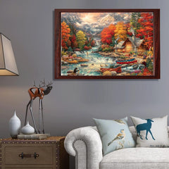 Wooden Puzzles Game Autumn Mountains Jigsaw Toy Adults