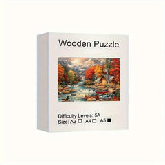 Wooden Puzzles Game Autumn Mountains Jigsaw Toy Adults