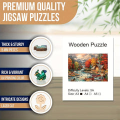 Wooden Puzzles Game Autumn Mountains Jigsaw Toy Adults