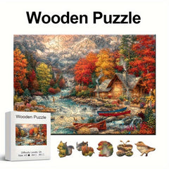 Wooden Puzzles Game Autumn Mountains Jigsaw Toy Adults