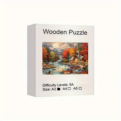 Wooden Puzzles Game Autumn Mountains Jigsaw Toy Adults