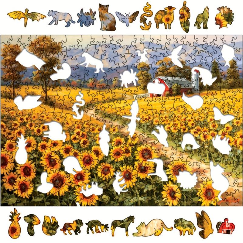 Sunflower Small Town Wooden Puzzle Educational DIY Crafts