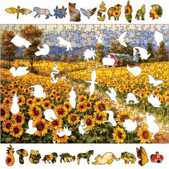Sunflower Small Town Wooden Puzzle Educational DIY Crafts