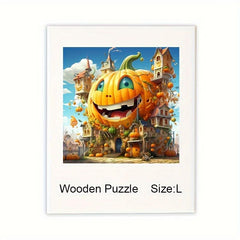 Pumpkin Wood Jigsaw Puzzle - Halloween DIY Educational Toy