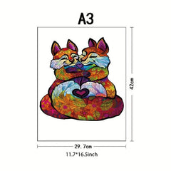 Fox Wooden Puzzle Educational Toy For Adults Unique Irregular Animal Shape