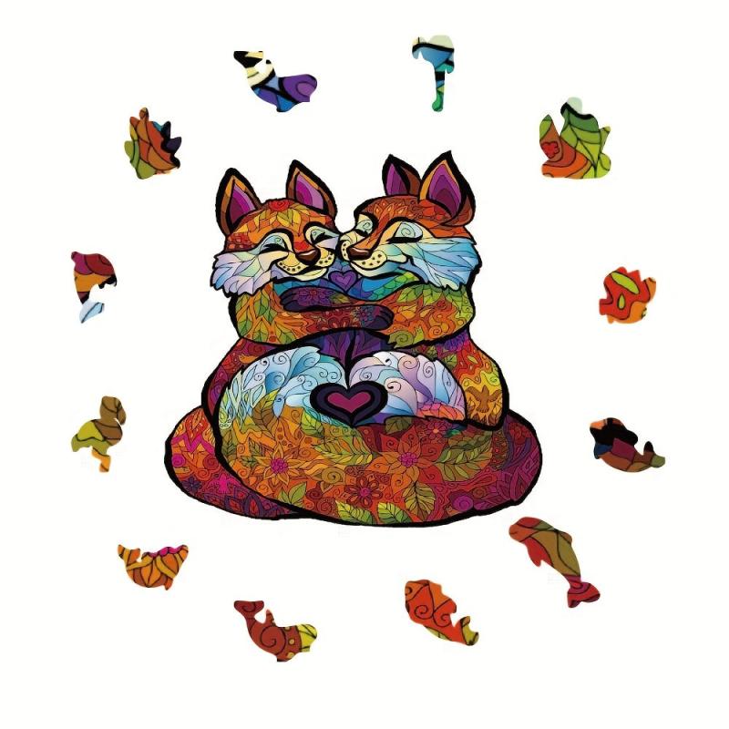 Fox Wooden Puzzle Educational Toy For Adults Unique Irregular Animal Shape