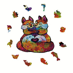 Fox Wooden Puzzle Educational Toy For Adults Unique Irregular Animal Shape