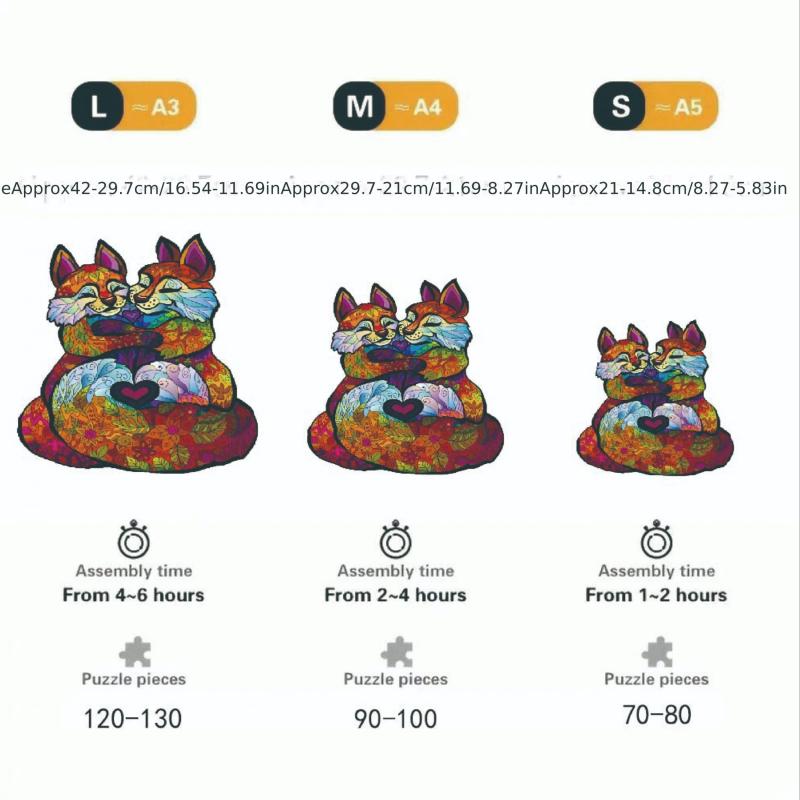 Fox Wooden Puzzle Educational Toy For Adults Unique Irregular Animal Shape