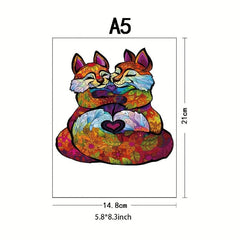 Fox Wooden Puzzle Educational Toy For Adults Unique Irregular Animal Shape