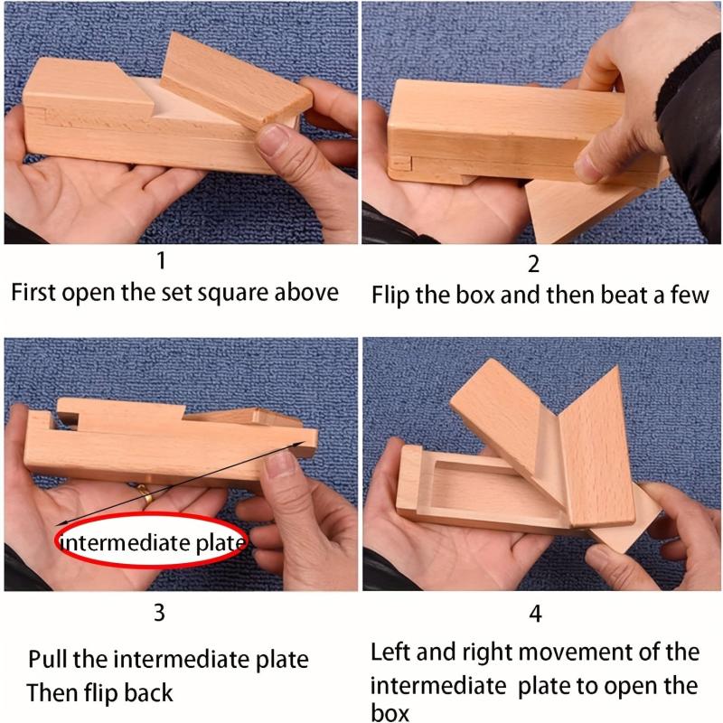 Wooden Brain Teasers Secret Opening Puzzle Box 3D Brain Teasers Puzzle