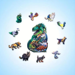 Wooden Decompression Puzzle Dragon Alien Animal Irregular Toy