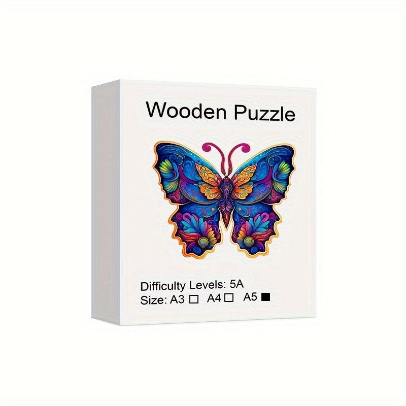 Colorful Butterfly Wooden Jigsaw Puzzles For Adult Unique Animals Shaped Pieces