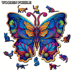 Colorful Butterfly Wooden Jigsaw Puzzles For Adult Unique Animals Shaped Pieces