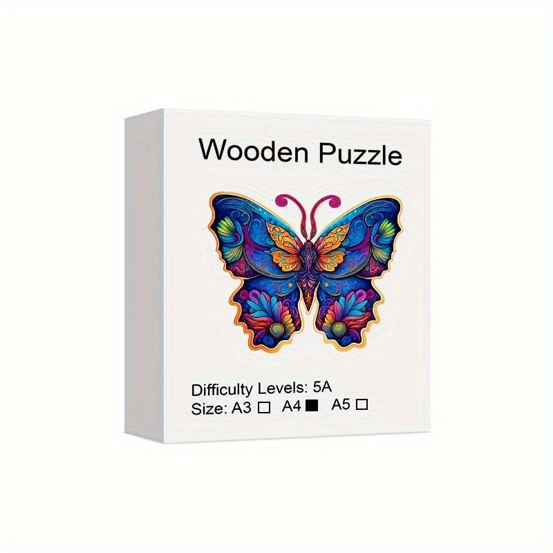 Colorful Butterfly Wooden Jigsaw Puzzles For Adult Unique Animals Shaped Pieces