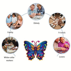 Colorful Butterfly Wooden Jigsaw Puzzles For Adult Unique Animals Shaped Pieces