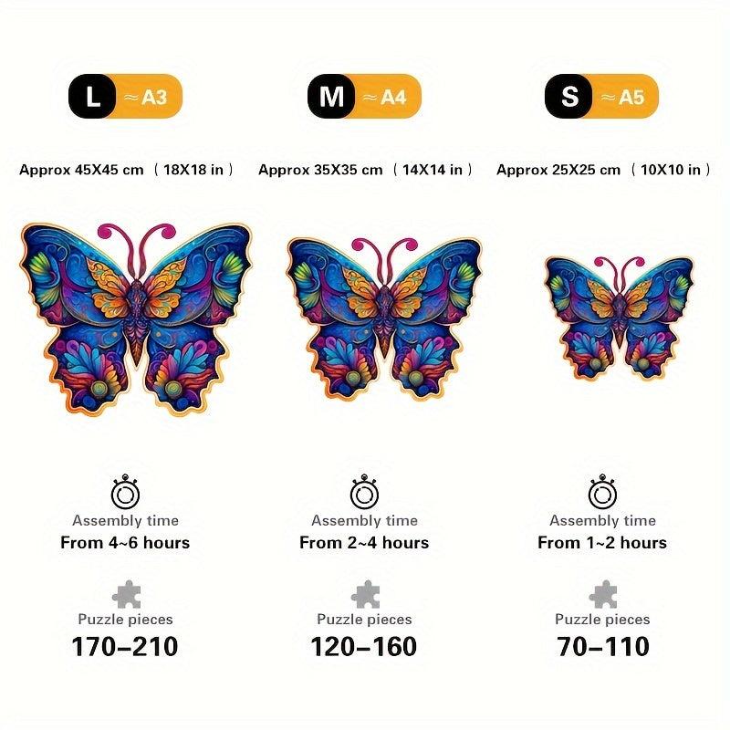 Colorful Butterfly Wooden Jigsaw Puzzles For Adult Unique Animals Shaped Pieces