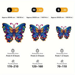 Colorful Butterfly Wooden Jigsaw Puzzles For Adult Unique Animals Shaped Pieces