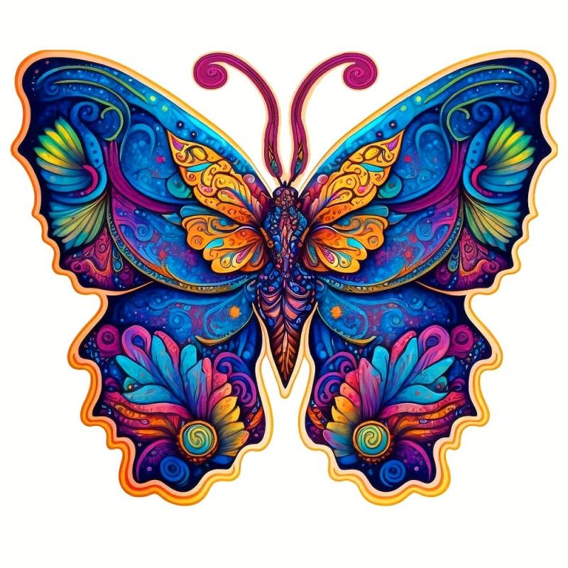Colorful Butterfly Wooden Jigsaw Puzzles For Adult Unique Animals Shaped Pieces