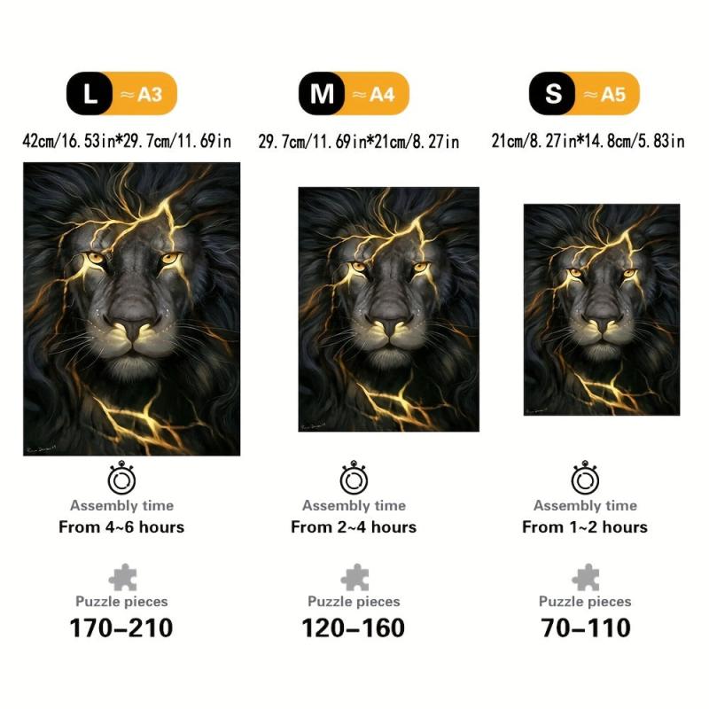 Wooden Lightning Lion Irregular Puzzle Toy Gift Wrap