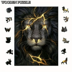 Wooden Lightning Lion Irregular Puzzle Toy Gift Wrap