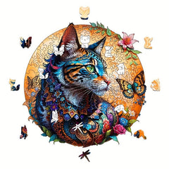 Cat Wooden Jigsaw Puzzle Animal Shape Wood Puzzle Gift