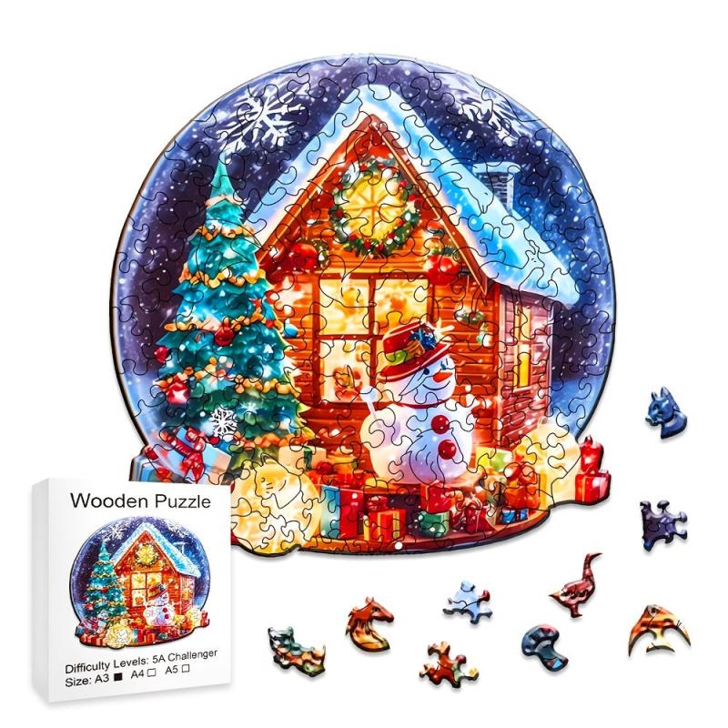 Christmas House Wooden Puzzles Unique Shape High Quality Mother Love for Adults
