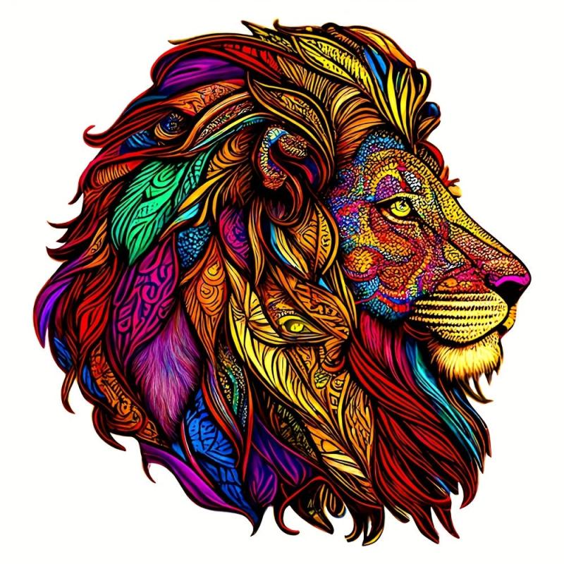 Rainbow Lion Wooden Puzzle with Box