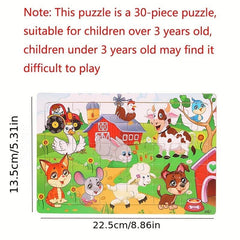 Kids 30-Piece Jigsaw Puzzle Wooden Educational Toy