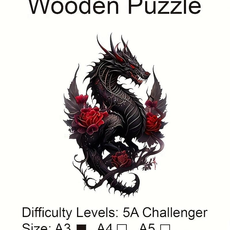 Dragon Wooden Animal Shaped Puzzle for Children and Adults