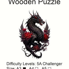 Dragon Wooden Animal Shaped Puzzle for Children and Adults