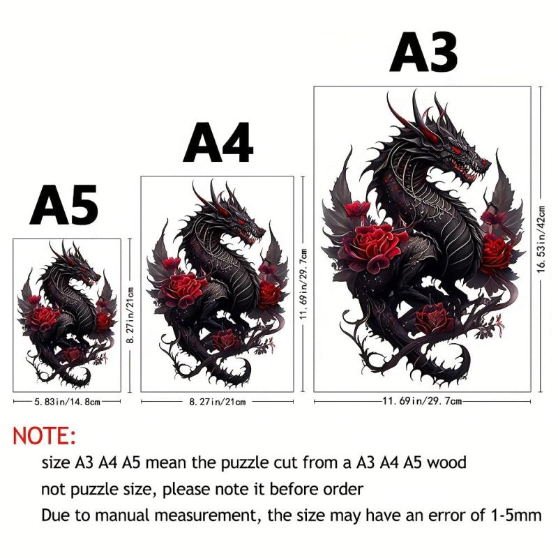 Dragon Wooden Animal Shaped Puzzle for Children and Adults
